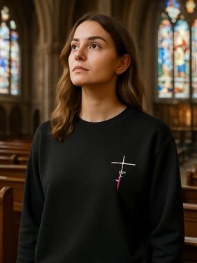 Faith sweatshirt black fleece interior Size L